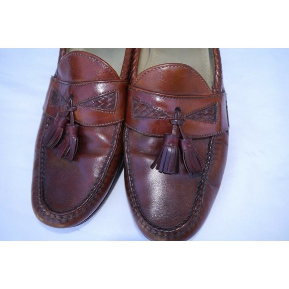 Allen Edmonds Shoes Maxfield Brown Mens 9.5 D Leather USA Tassel Loafers READ main image 8